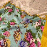 Veena floral block style tussar saree