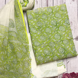 Lime floral printed kota kurta set
