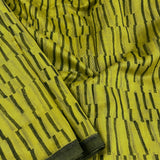 Chartreuse block printed supenet saree