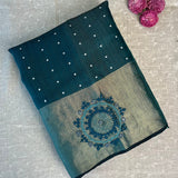 Sequinned kutch embroidered organza saree
