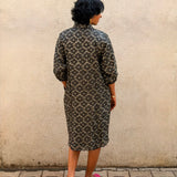 Black Bandhani Silk Shirt Dress