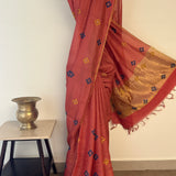 Tushara Zari Checks Tussar Saree - Peach
