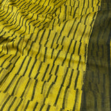 Chartreuse block printed supenet saree