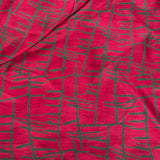Red Stripes Block Printed Silk Fabric