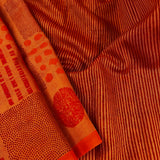 Orange medley block printed supernet saree