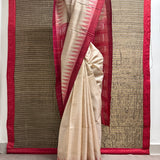 Temple Bordered Tussar Silk Saree - Red