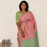 Charita Cotton Candy Kanchipuram Silk Saree - Pink and Green
