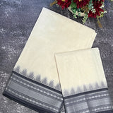 Sah A charcoal bordered cotton veshti set