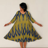 Elements Fishpond Cutwork Ikat Dress - Seaweed