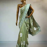 Appliqued Supernet saree
