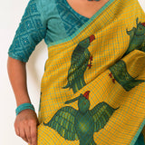 Kalpataru Parakeet Kalamkari Silk Saree - Yellow