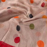 Multicoloured polka dots supernet saree