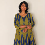 Elements Fishpond Cutwork Ikat Dress - Seaweed