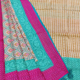 Turquoise and pink Tangai silk block printed set