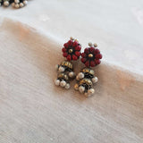 Red and gold  terracotta necklace