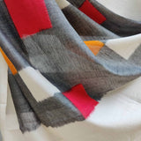 White and grey Handwoven ikat cotton dupatta
