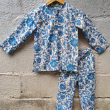 Blue and white floral printed PJ