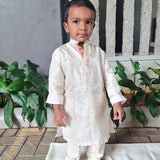 Off white tussar kurta