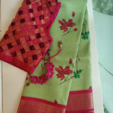 Mila korvai handprinted saree