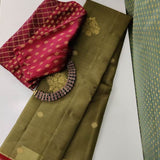 Madhura Olive and coffee Kanchi Organza Saree