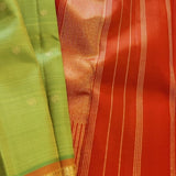Vera - Apple green kanchipuram silk saree with mustard border