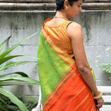 Vera - Apple green kanchipuram silk saree with mustard border