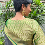 Leaf green Brocade silk blouse