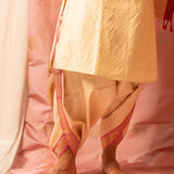 Sah A Cream pink pure silk veshti