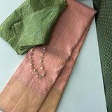 Charita peach sorbet checked kanchipuram silk saree