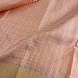 Charita peach sorbet checked kanchipuram silk saree