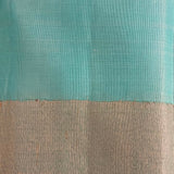 Charita turquoise gold silver checked kanchipuram silk saree