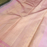 Tejasvi green dusty pink thread woven Kanchipuram silk saree