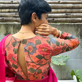 Lasya peach soda kalamkari blouse