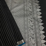 Alani Black silver striped kanchipuram silk saree