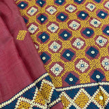 Tushara maroon kutch embroidered tussar saree