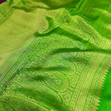 Mishrita aubergine green organza silk saree