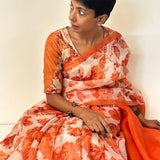 Orange tussar jwala blouse