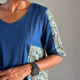 Blue colour block kurta