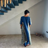 Blue colour block kurta