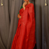 Metallic embroidered organza saree
