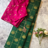 Charita boxed lotus kanchipuram silk saree
