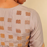 Mocha gold embroidered silk blouse
