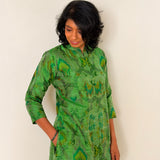 Elements Meadow Ikat Kurta Set - Leaf