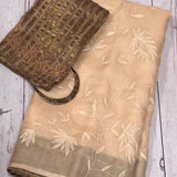 Embroidered organza saree