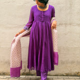 Purple chiffon kurta set