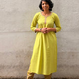 Green Embroidered Kurta Set