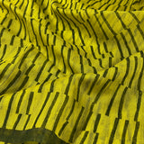 Chartreuse block printed supenet saree