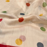 Multicoloured polka dots chanderi saree