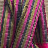 Charita Gold Grid Kanchipuram Silk Saree - Black
