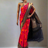 Mila triangles kanchipuram silk saree with gold border